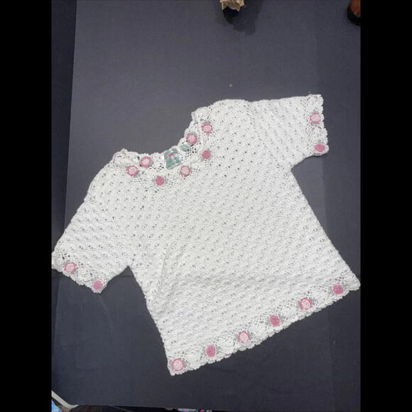 Coleen’s Collectibles Hand Knitted Y2K Vintage Rose Floral Blouse Small - Picture 1 of 15